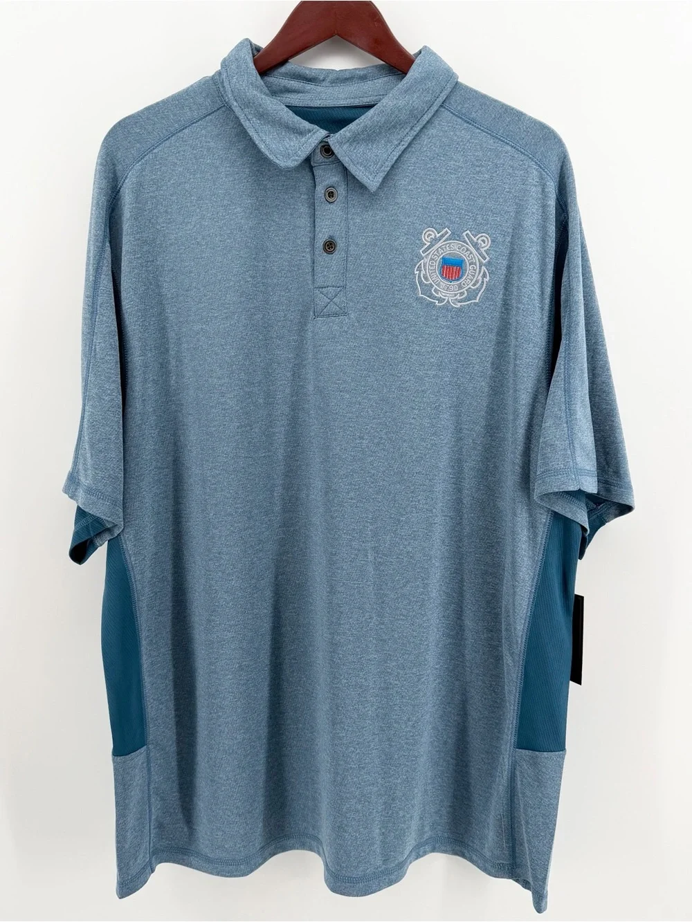 NEW US Coast Guard Polo Shirt Mens XL Blue Short Sleeve Victory Performance Golf - Picture 2 of 9